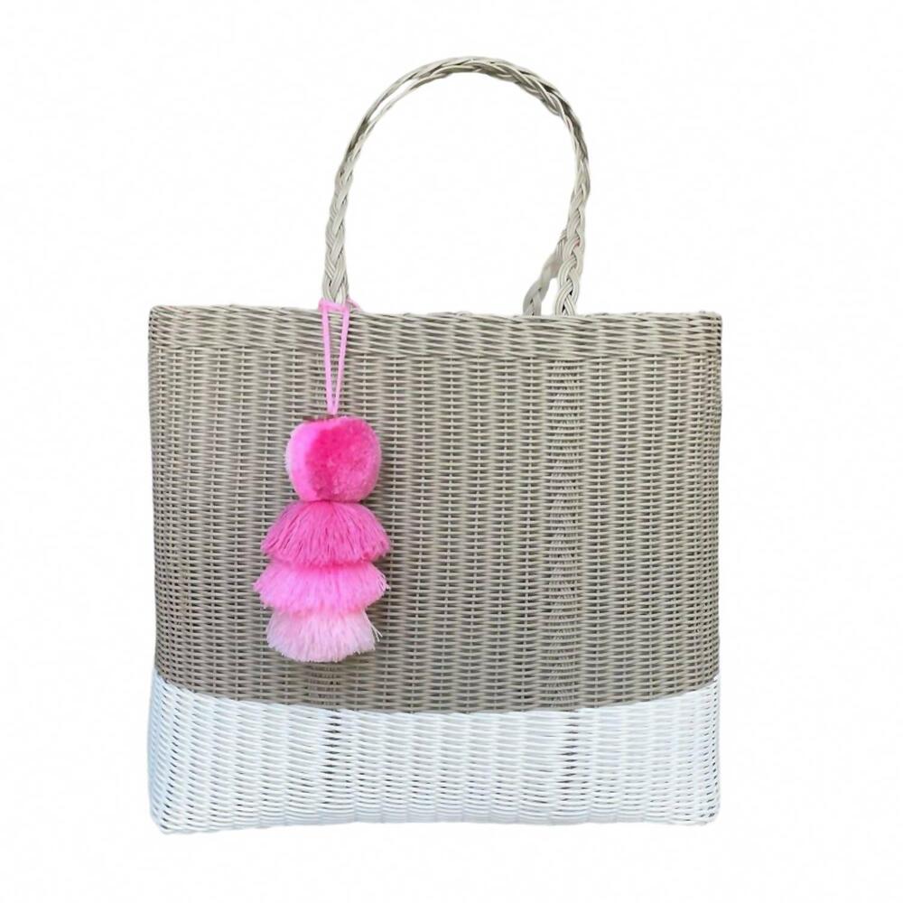 NEW SQUEEZE DE CITRON women's cafe con leche citron tote bag in grey & bright pi